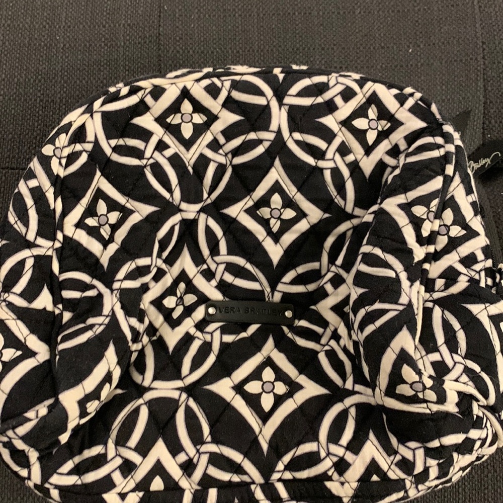 Black and white Vera Bradley makeup bag
